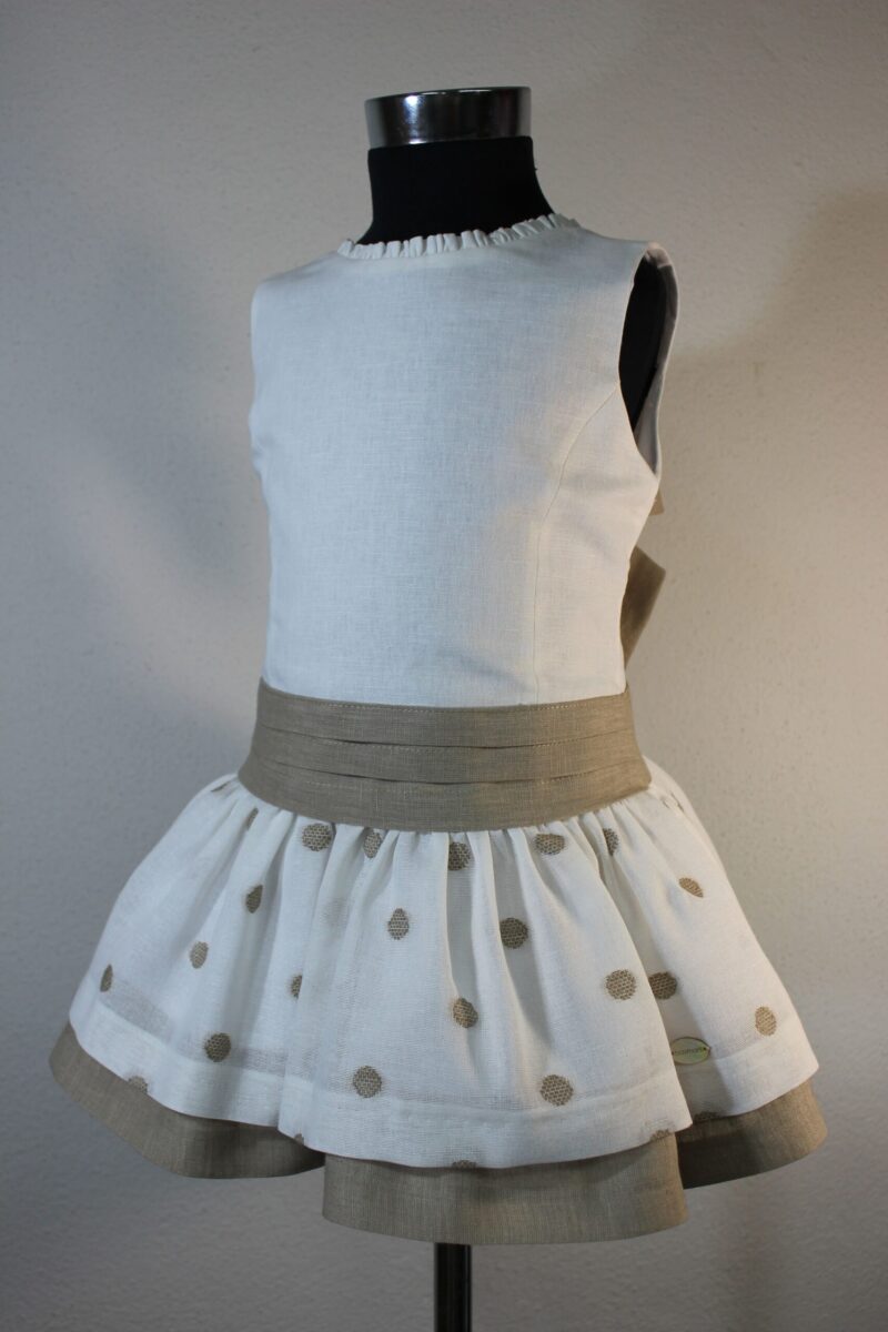 Rochie alba cu buline crem Basmarti