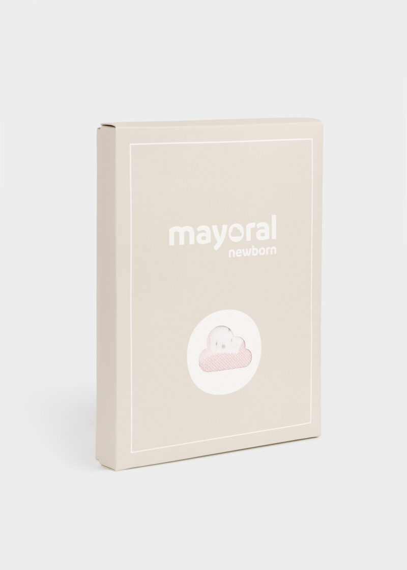 Set pantaloni cu botoșei roz-crem ECOFRIENDS din tricot Mayoral - imagine 4