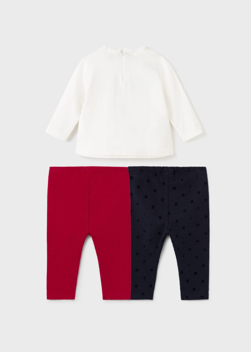 Set leggings ECOFRIENDS 3 piese vișiniu-marino Mayoral - imagine 2