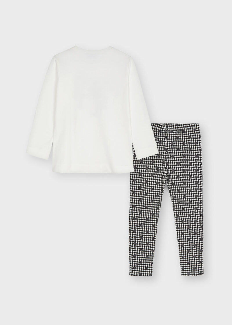 Set ivory negru ECOFRIENDS leggings imprimeu fetițe Mayoral - imagine 3