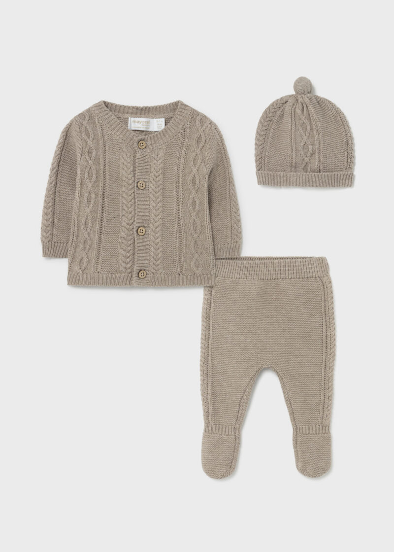 Set pantaloni cu botoșei ECOFRIENDS și căciulă cacao vig Mayoral - imagine 2