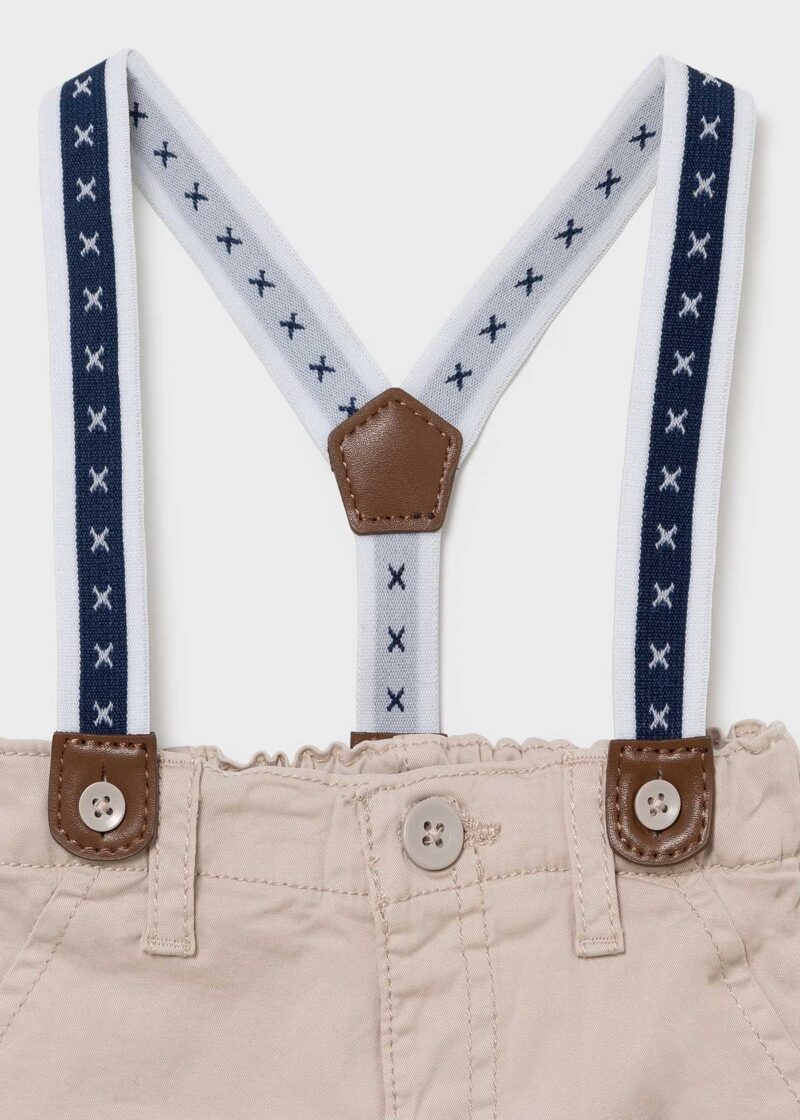 Pantaloni lungi crem cu bretele Mayoral - imagine 3