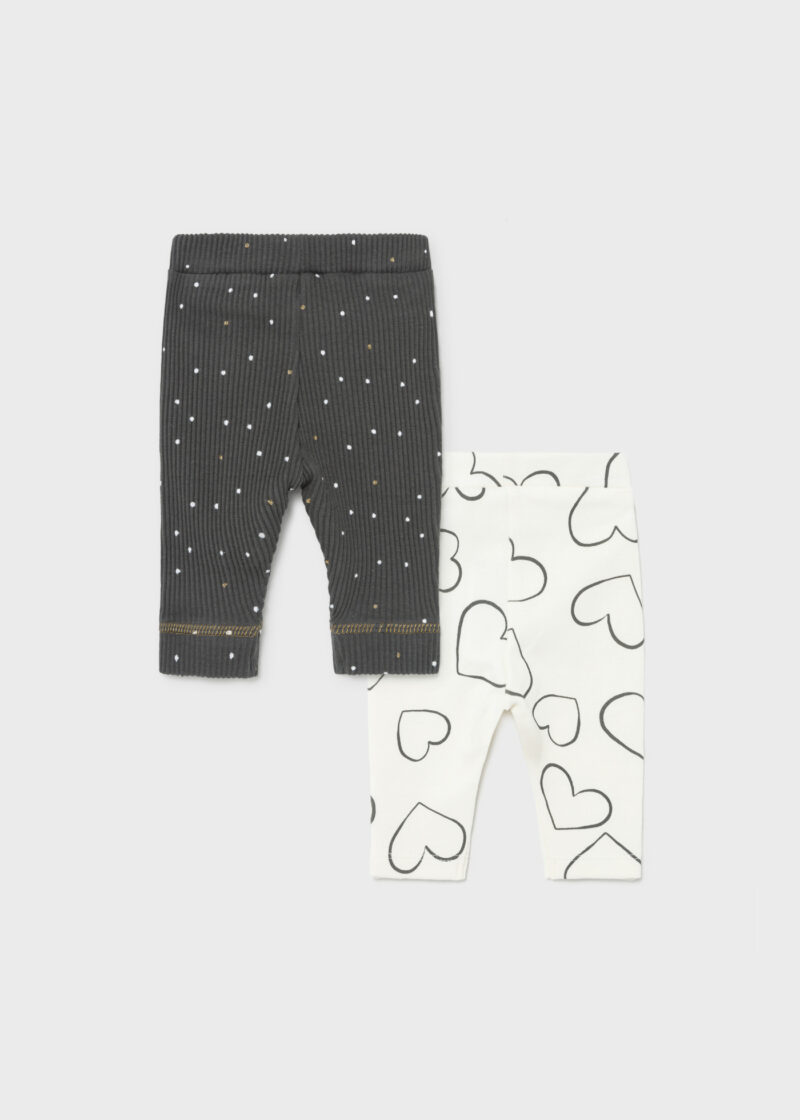 Set 2 leggings gri-ivory cu inimioare Mayoral - imagine 3