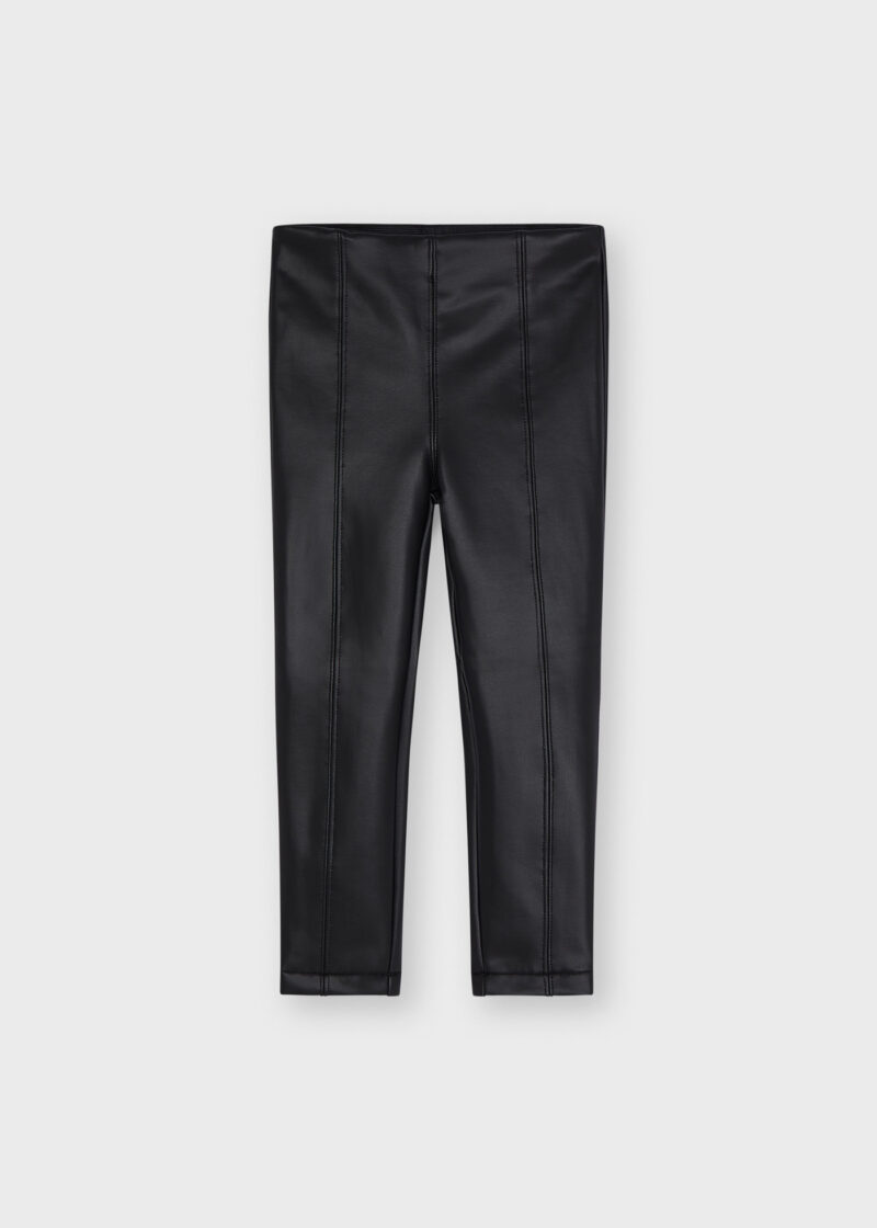 Leggings negri din piele ecologică fetițe Mayoral - imagine 2