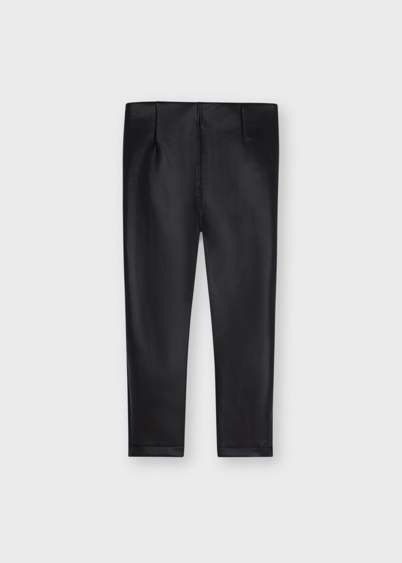Leggings negri din piele ecologică fetițe Mayoral - imagine 3