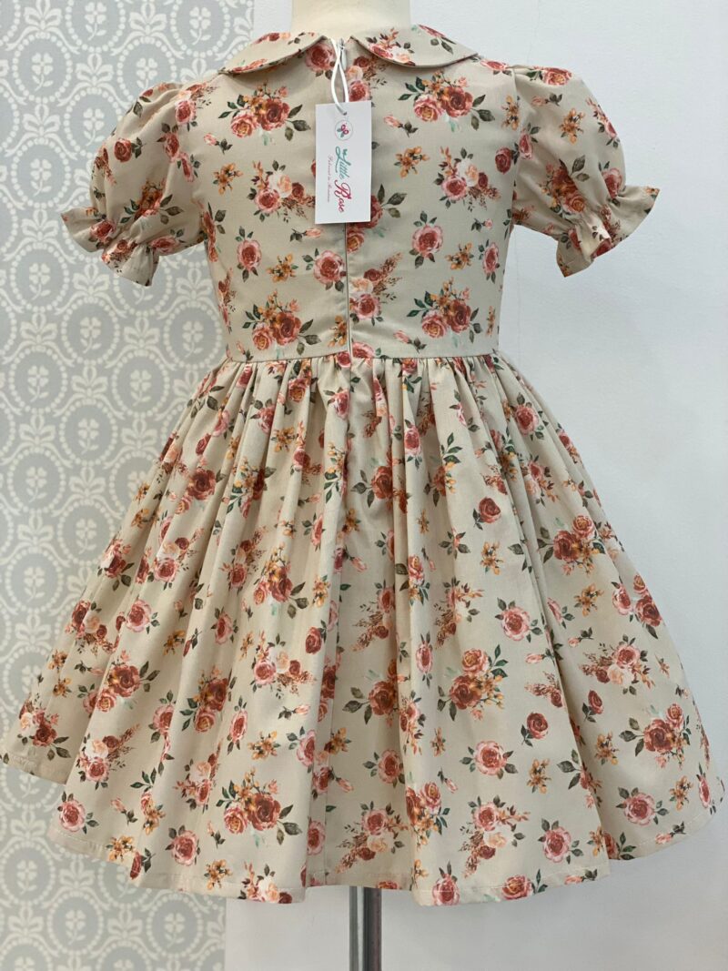 Rochie bej cu imprimeu floral Little Rose - imagine 3