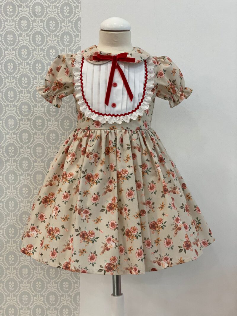 Rochie bej cu imprimeu floral Little Rose