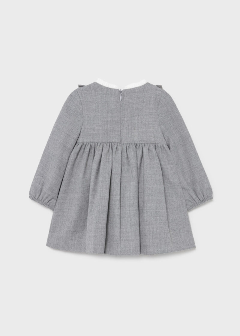 Rochie gri din flanel brodat bebe fetițe Mayoral - imagine 2