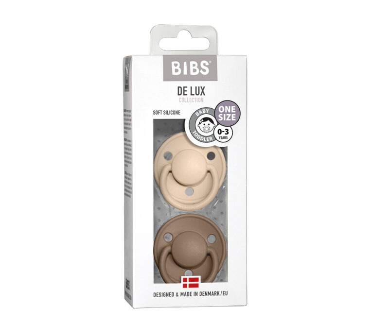 Set 2 suzete BIBS de LUX – ONE SIZE 0-3 ani, vanilla-dark oak