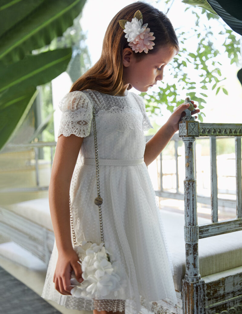 Rochie tulle plisată albă Abel & Lula
