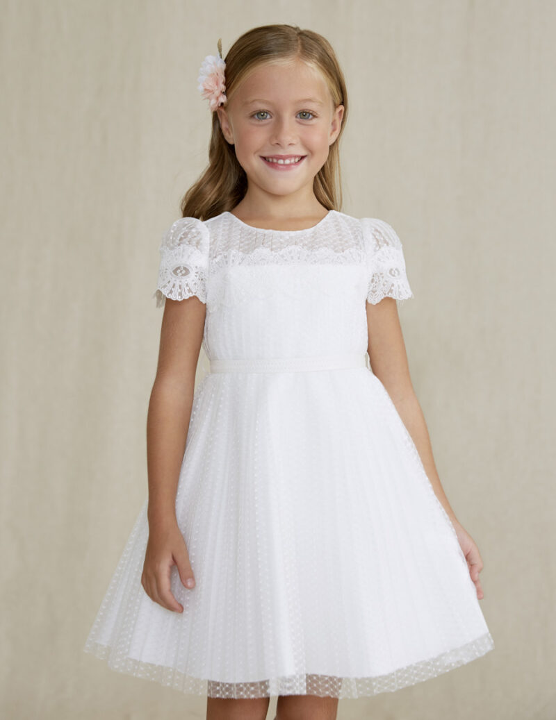 Rochie tulle plisată albă Abel & Lula - imagine 2