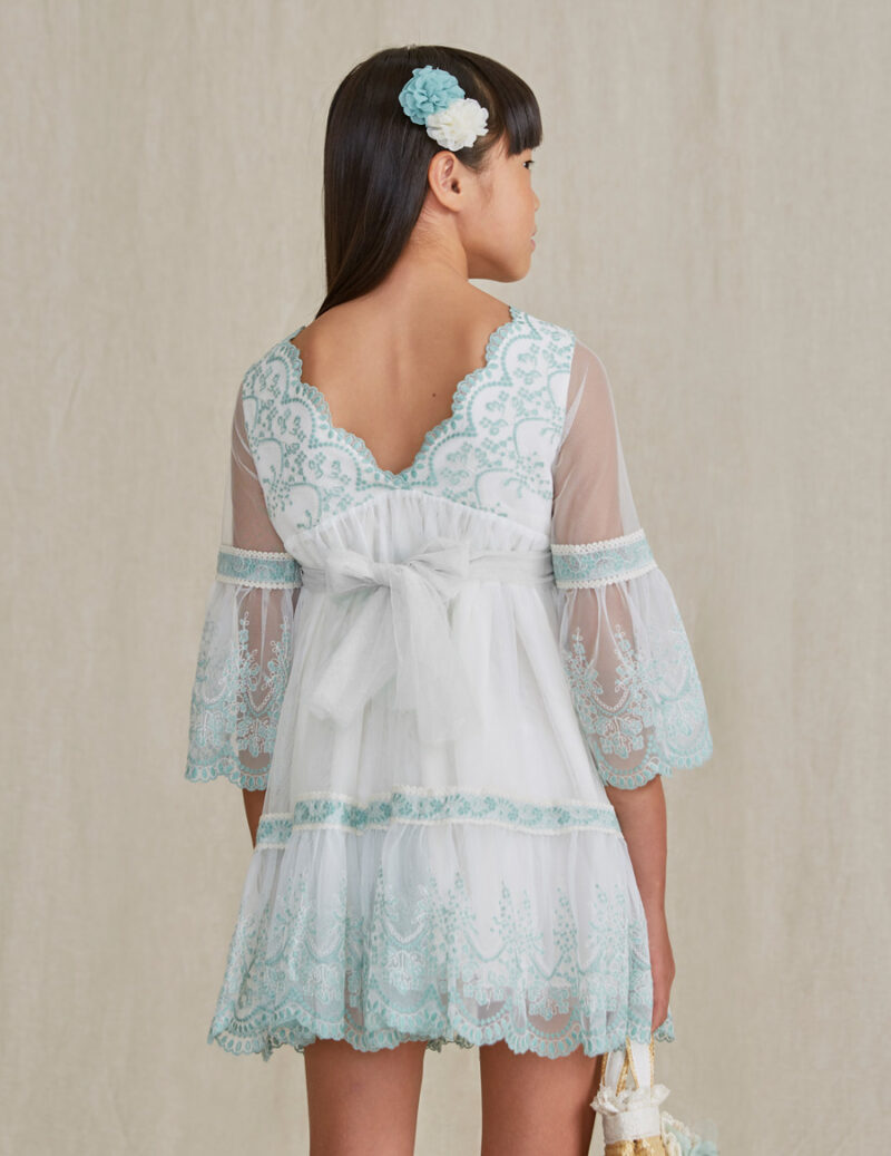 Rochie tulle brodată cremă mentă Abel & Lula - imagine 4