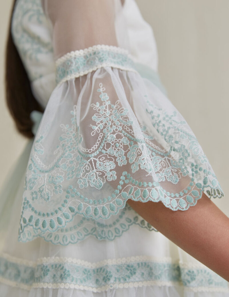 Rochie tulle brodată cremă mentă Abel & Lula - imagine 3