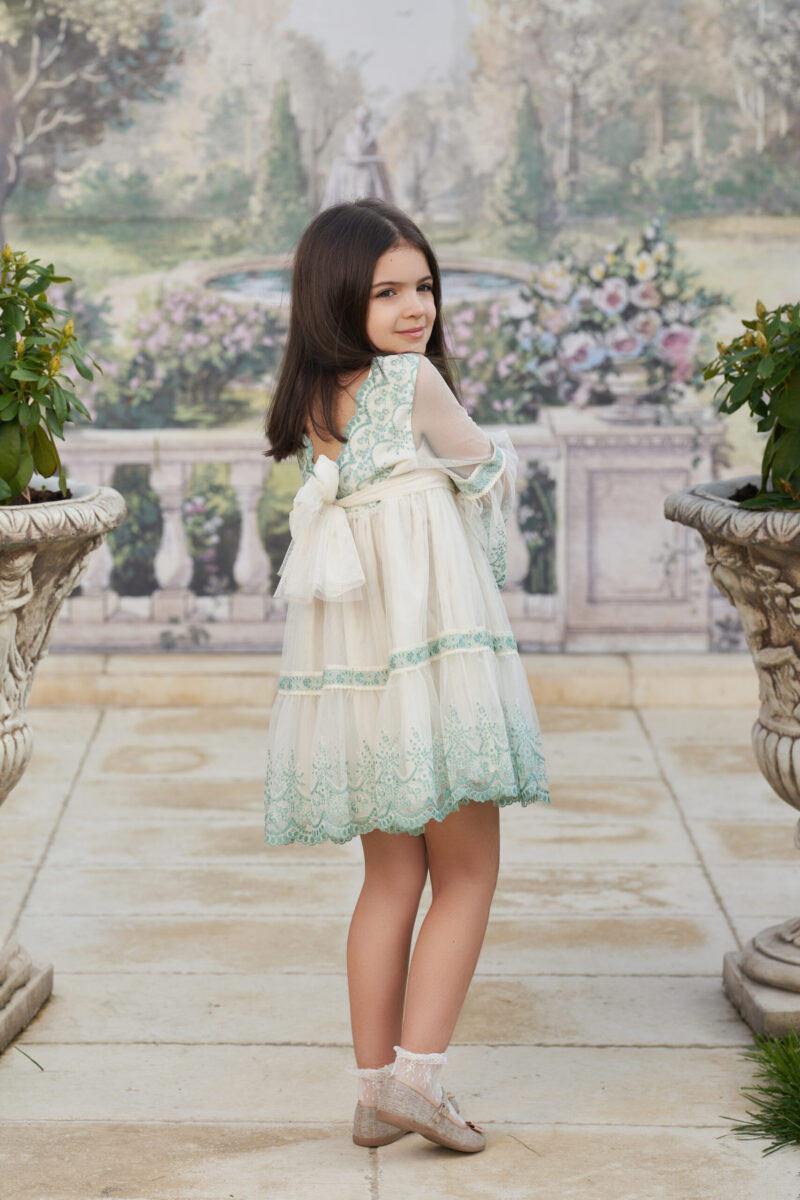 Rochie tulle brodată cremă mentă Abel & Lula - imagine 2