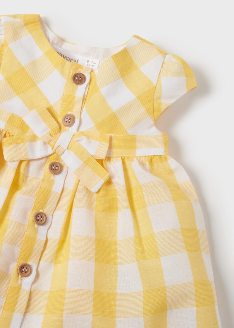 Rochie vichy în dungi galbenă new born Mayoral - imagine 3