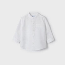Cămașă albă cu punctulețe din in guler tunică bebe băiat Mayoral
