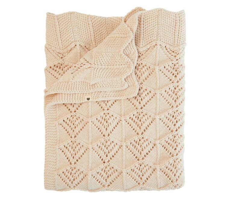 Paturica tricot bumbac organic, ivory ,Bibs