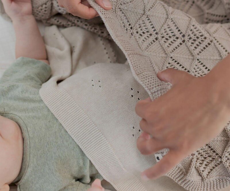 Paturica tricot bumbac organic, ivory ,Bibs - imagine 3