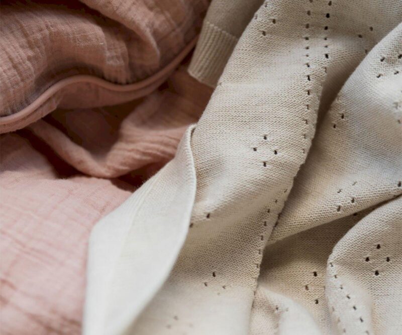 Paturica tricot bumbac organic ivory ,Bibs - imagine 2