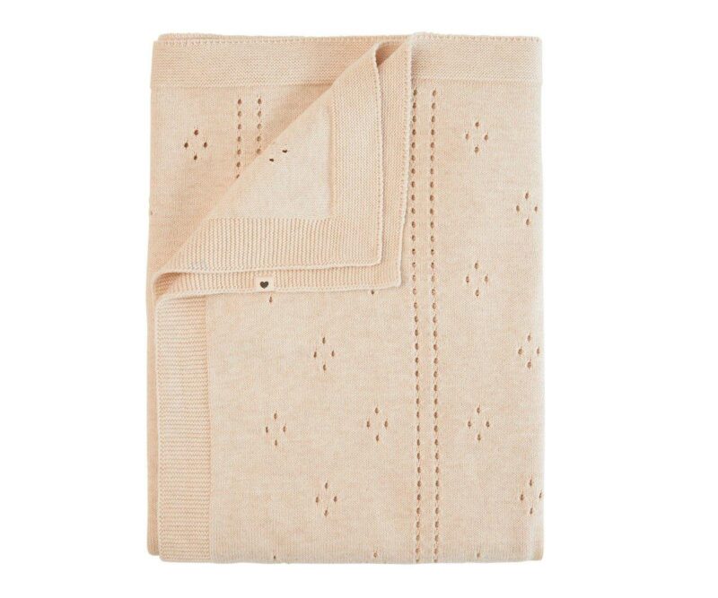 Paturica tricot bumbac organic ivory ,Bibs