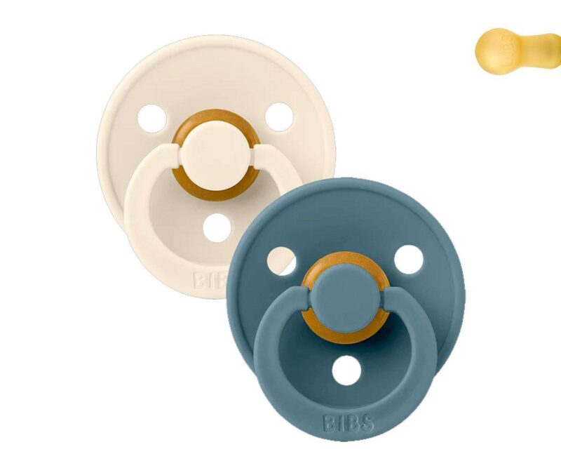 Set 2 suzete Bibs Colour Round Ivory/Petrol