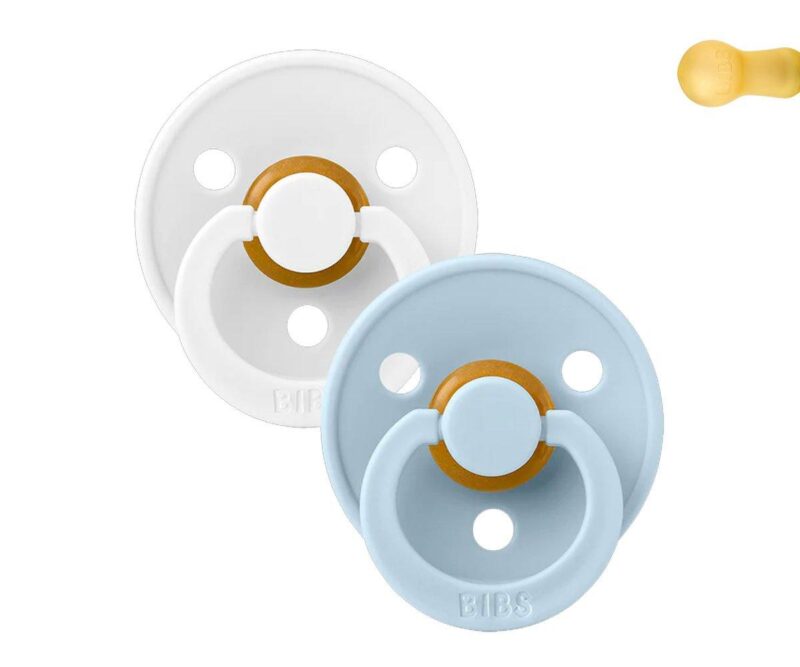 Set 2 suzete Bibs Colour Round White/Baby Blue