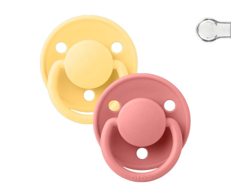 Set 2suzete Bibs de Lux Pale Butter/Dusty Pink