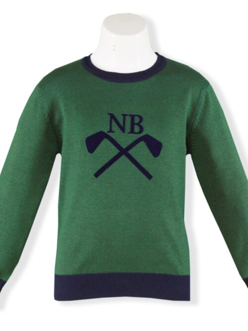 Bluza verde cu maneca lunga pentru baietei cu model NB hockey