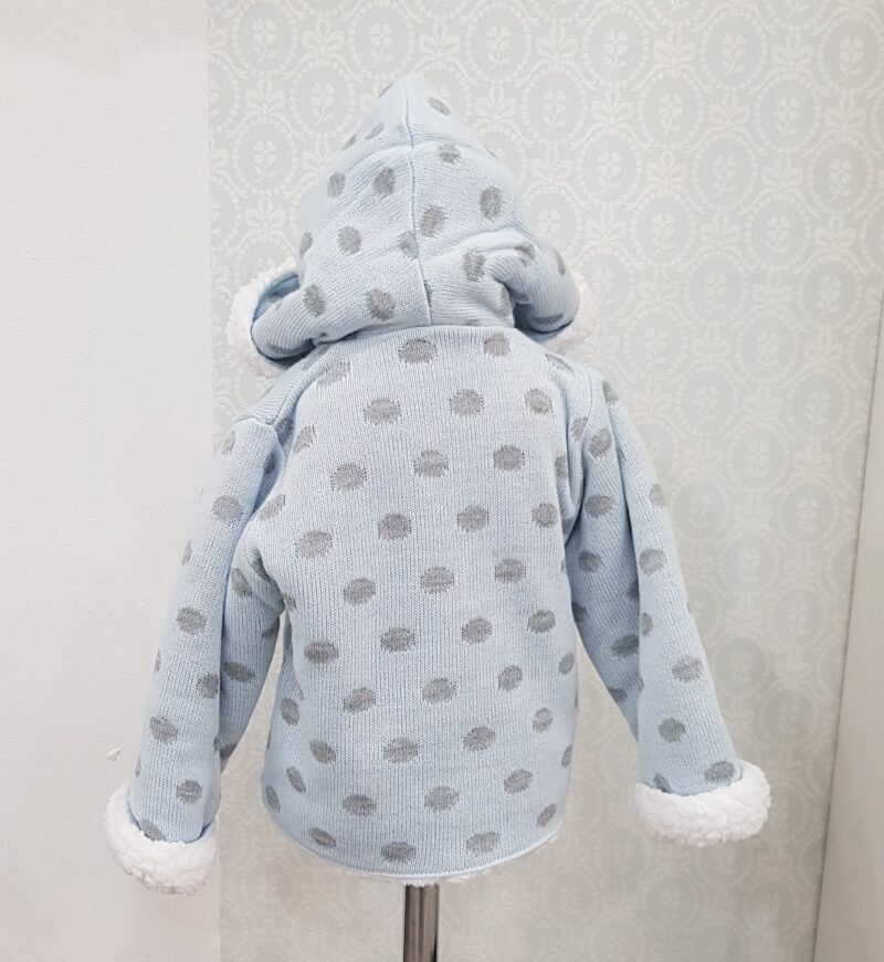 Jacheta tricot albastra cu blanita