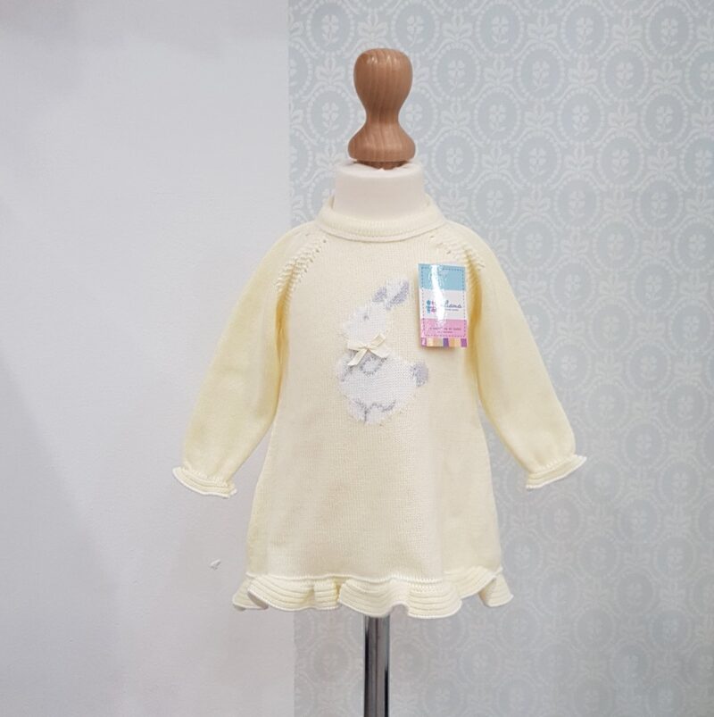 Rochiță tricotată pentru fetițe galbenă